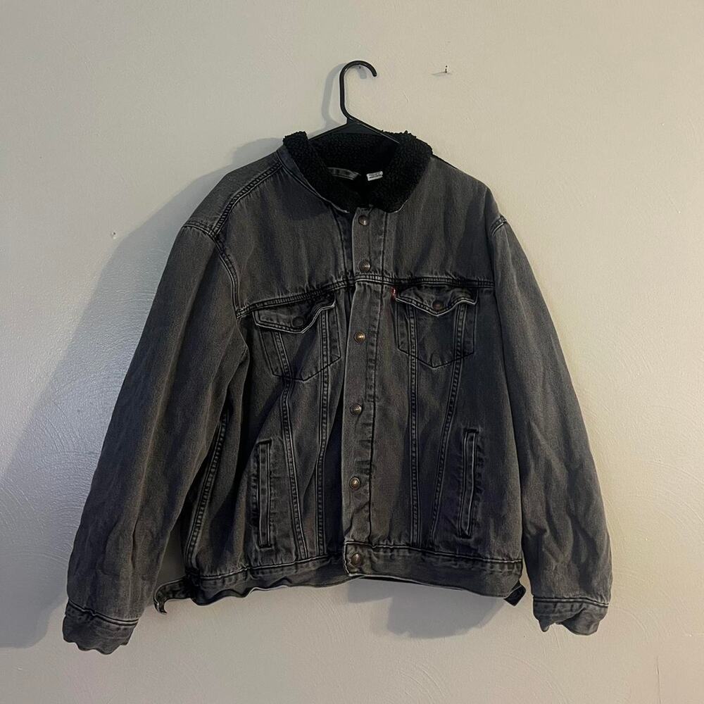 Vintage levi sherpa lined denim jacket | Sherpa |y2k Grunge
